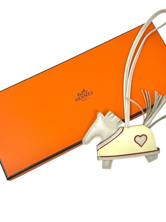 Hermes Accessories - HERMES Rodeo Robeo Couer PM Milo Leather Craie & Jaune Milton Bag Charm